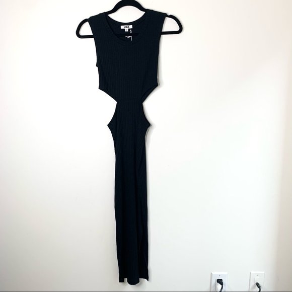 Revolve LNA Ribbed Midi Union Dress Black Size XS - Picture 3 of 16